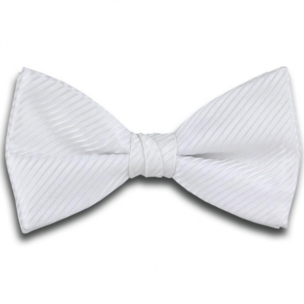 White Bow Tie With Stripe Pattern | White Bow Tie - Gents Shop